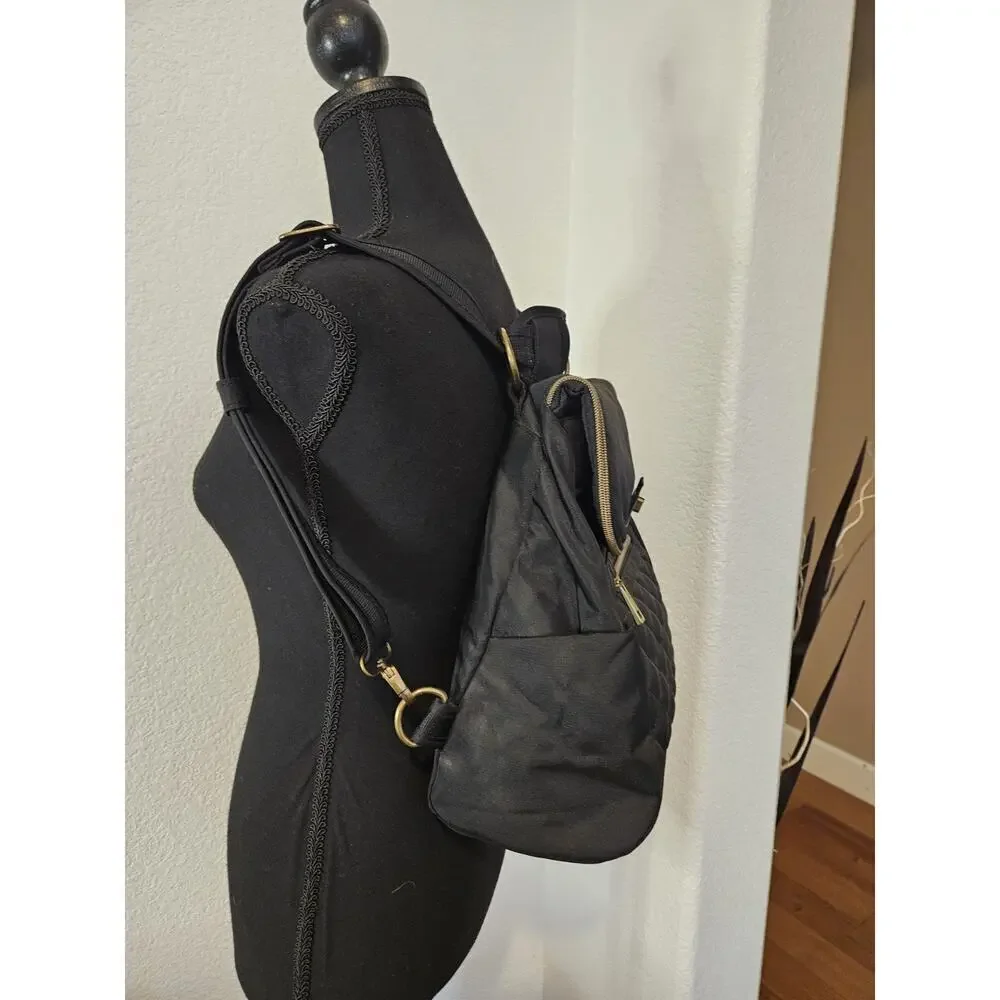 New! Travelon RFID Convertible Backpack Foldover Black 13